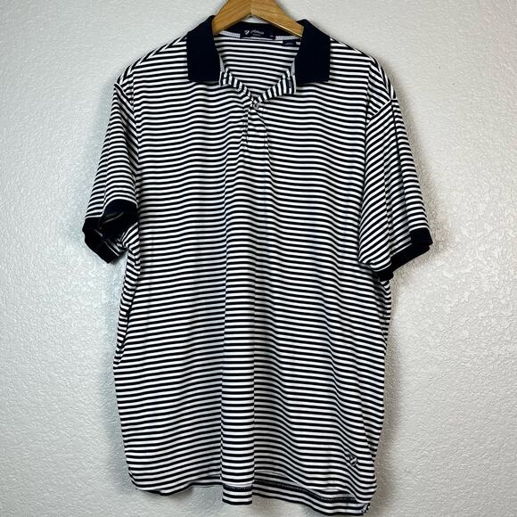 Cremieux Mens Size XL Black and White Striped Golf Polo Shirt Preppy Minimalist - Picture 1 of 6